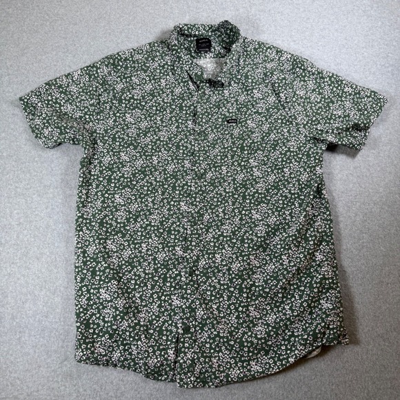 RVCA Men's Floral Print Button Up Shirt Short Sleeve Slim Fit 2XL‎ - Picture 1 of 8